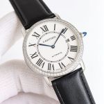 Cartier Ronde de 9015 Movement 316L Steel WG/RG Case Leather Band 40mm Watch